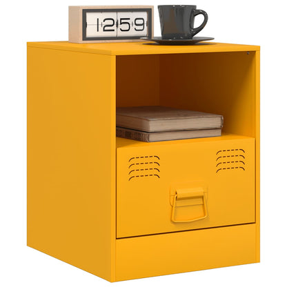 vidaXL Bedside Cabinets 2 pcs Mustard Yellow 34.5x39x44 cm Steel