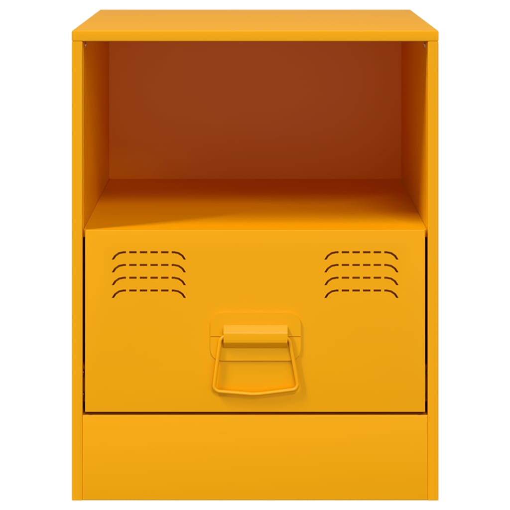 vidaXL Bedside Cabinets 2 pcs Mustard Yellow 34.5x39x44 cm Steel