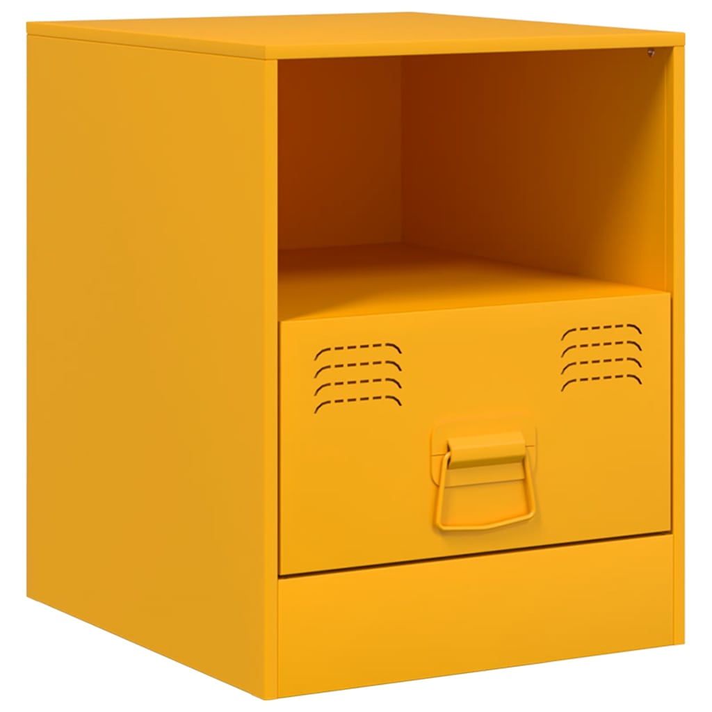 vidaXL Bedside Cabinets 2 pcs Mustard Yellow 34,5x39x44 cm Steel