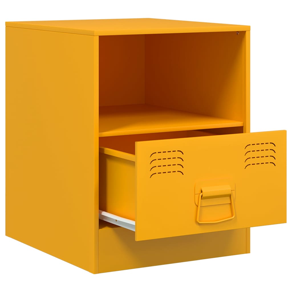 vidaXL Bedside Cabinets 2 pcs Mustard Yellow 34.5x39x44 cm Steel