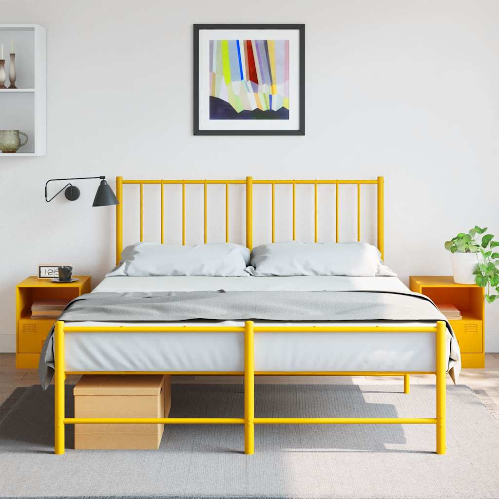 vidaXL Bedside Cabinets 2 pcs Mustard Yellow 34.5x39x44 cm Steel