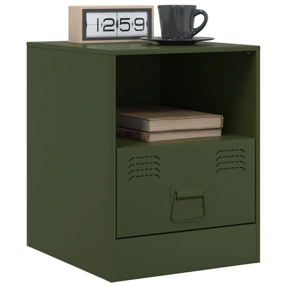 vidaXL Bedside Cabinets 2 pcs Olive Green 34,5x39x44 cm Steel