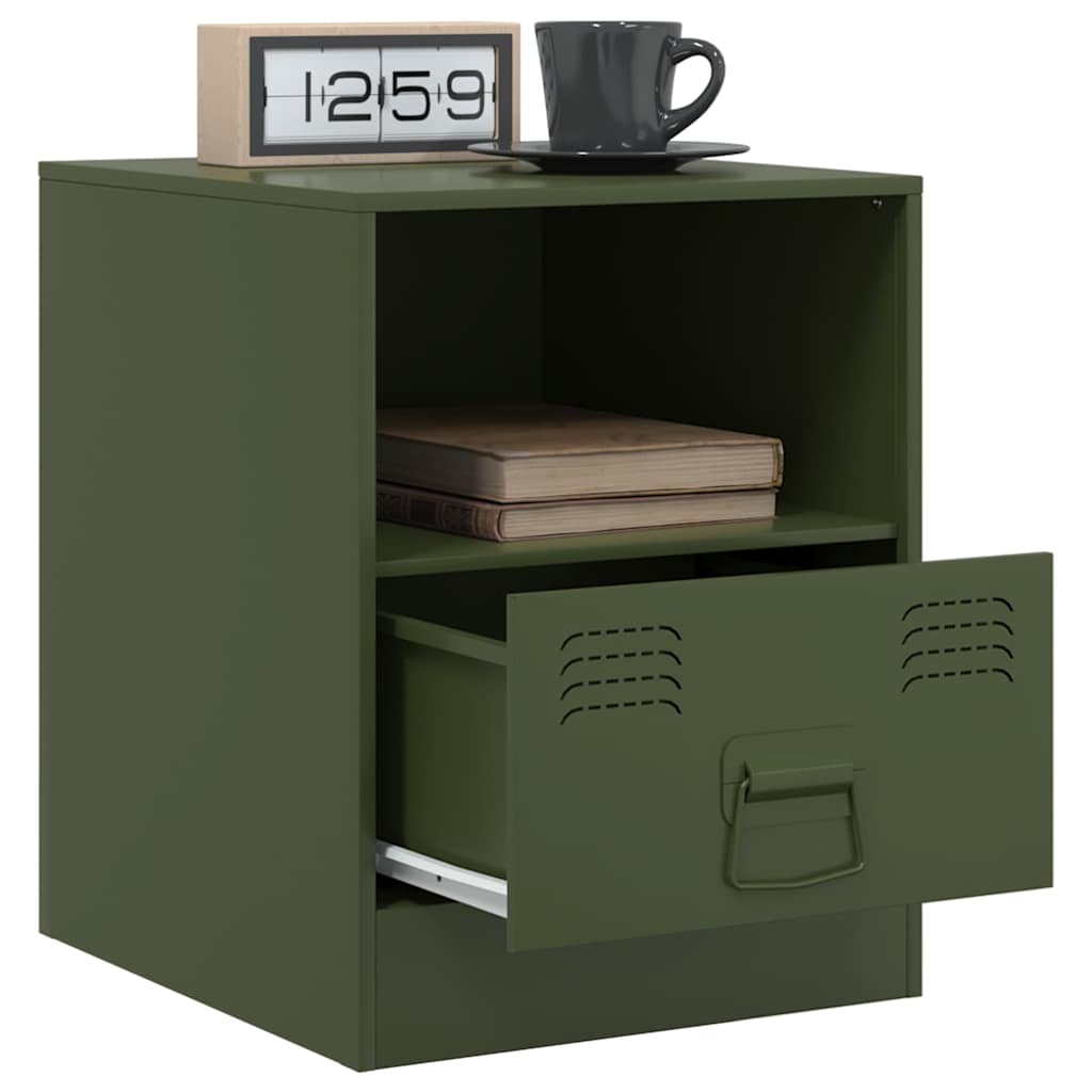 vidaXL Bedside Cabinet | Set of 2 | Olive Green | Cold-rolled steel | Medium