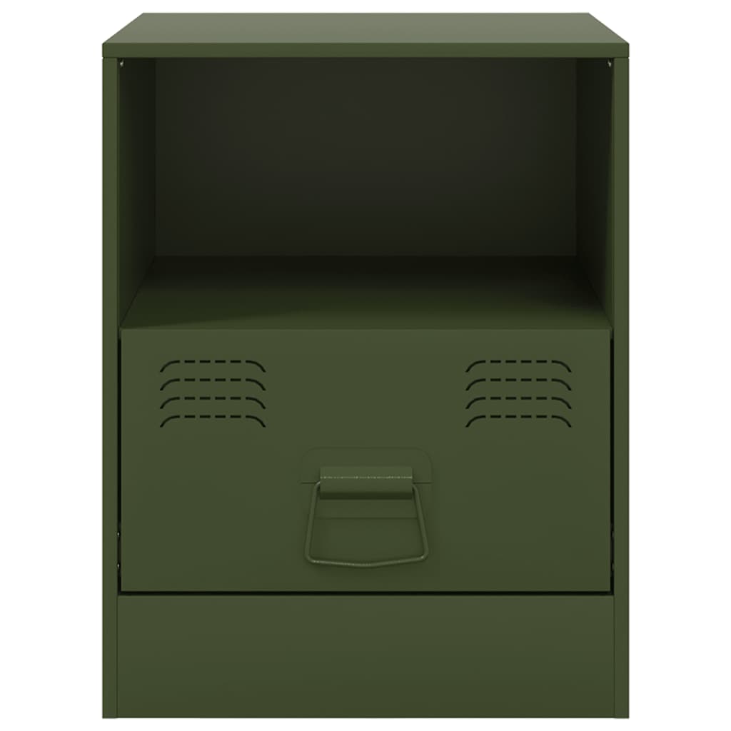vidaXL Bedside Cabinet | Set of 2 | Olive Green | Cold-rolled steel | Medium