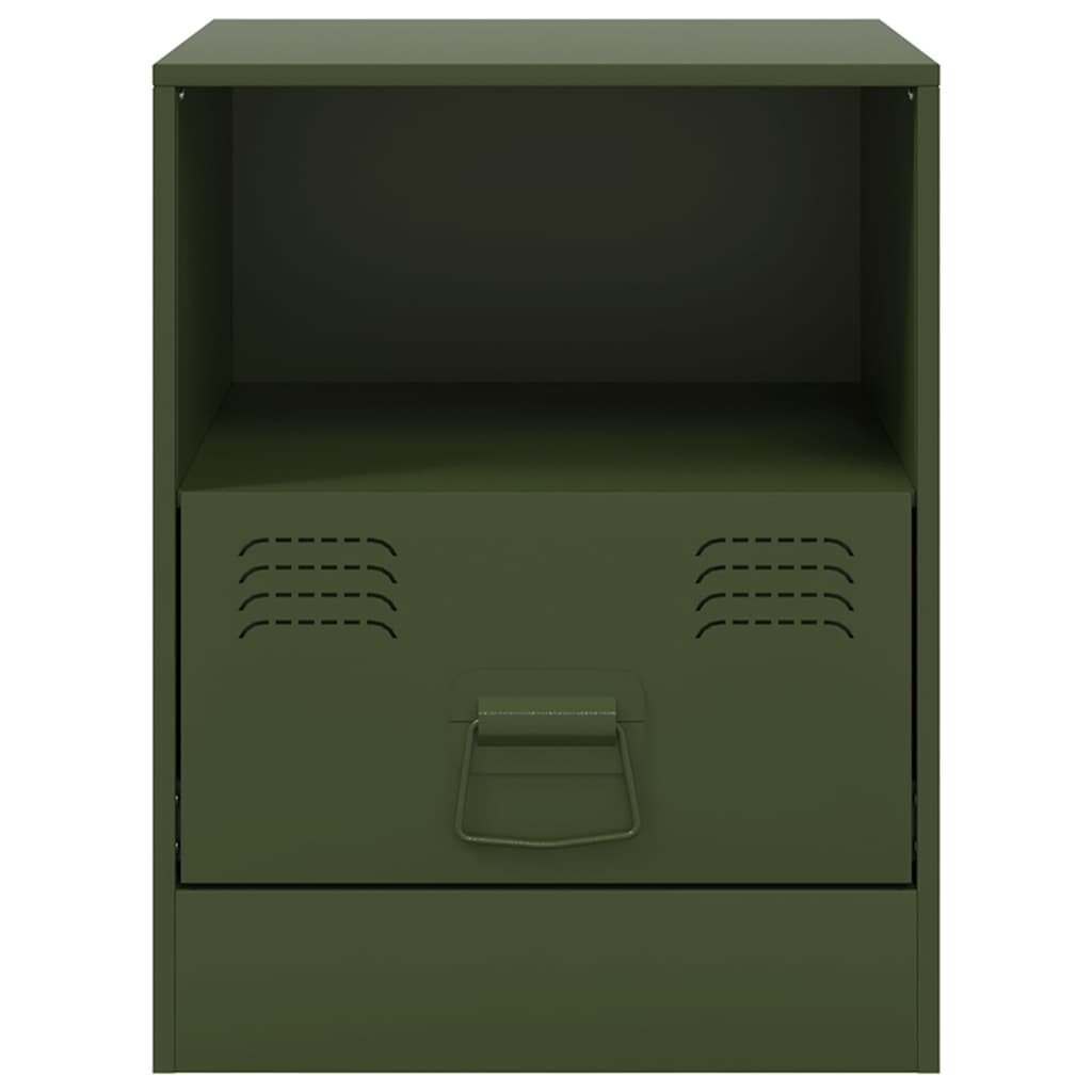 vidaXL Bedside Cabinets 2 pcs Olive Green 34,5x39x44 cm Steel