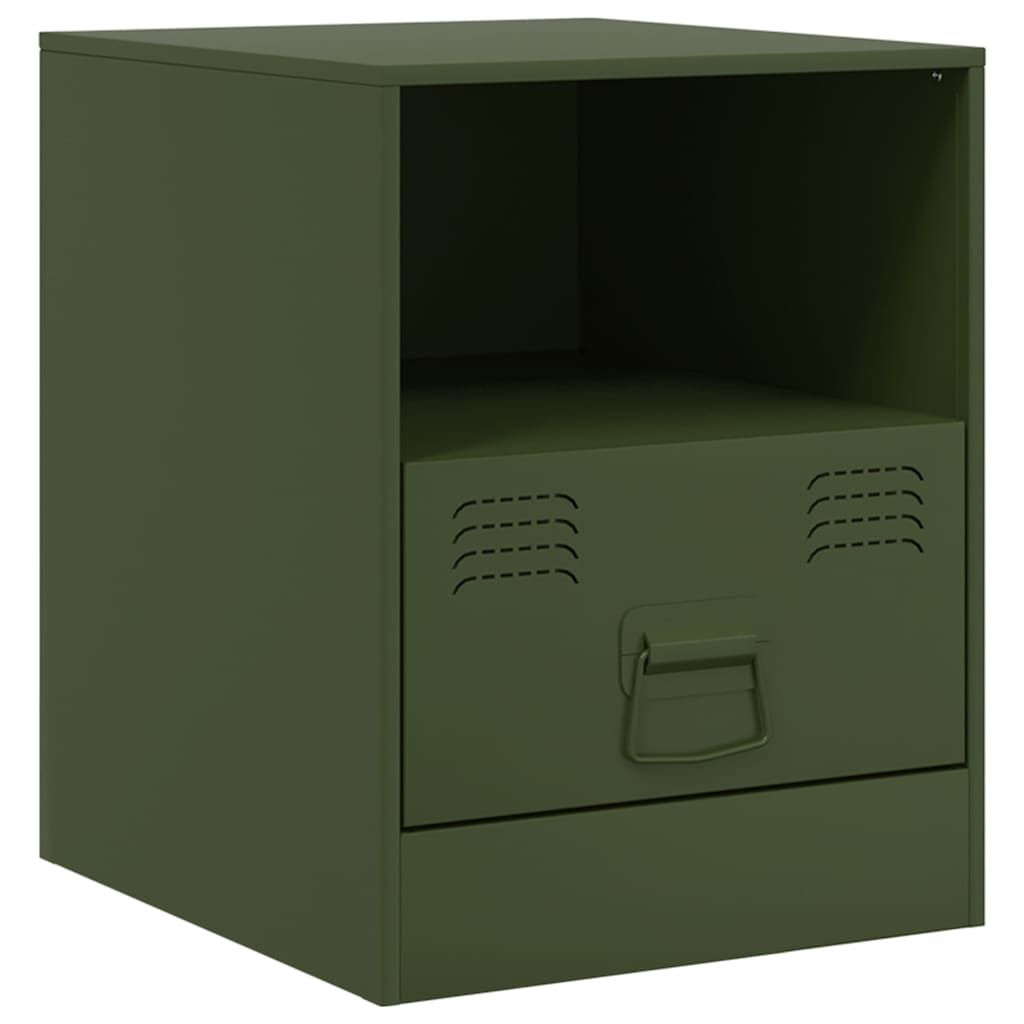 vidaXL Bedside Cabinet | Set of 2 | Olive Green | Cold-rolled steel | Medium
