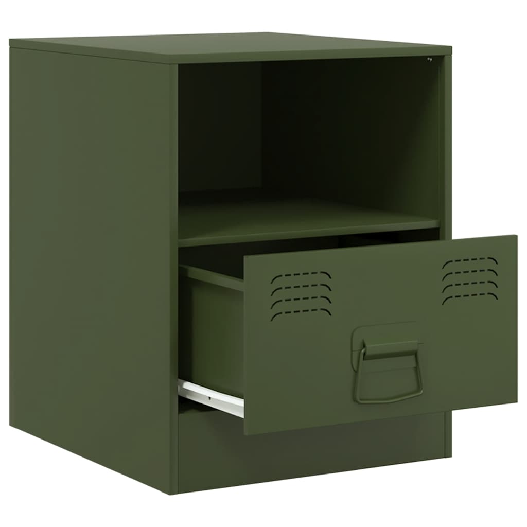 vidaXL Bedside Cabinets 2 pcs Olive Green 34,5x39x44 cm Steel
