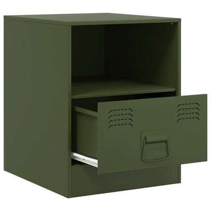 vidaXL Bedside Cabinets 2 pcs Olive Green 34,5x39x44 cm Steel