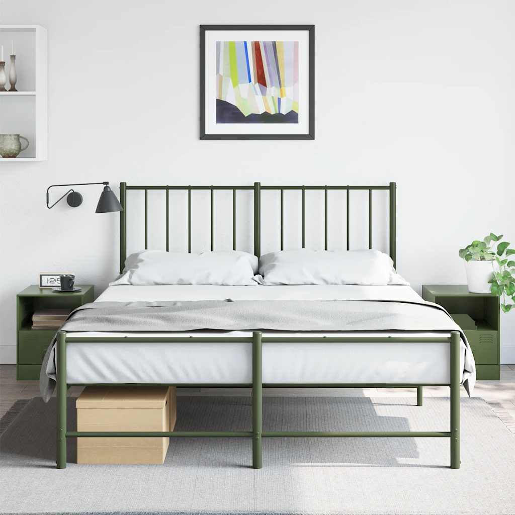 vidaXL Bedside Cabinet | Set of 2 | Olive Green | Cold-rolled steel | Medium