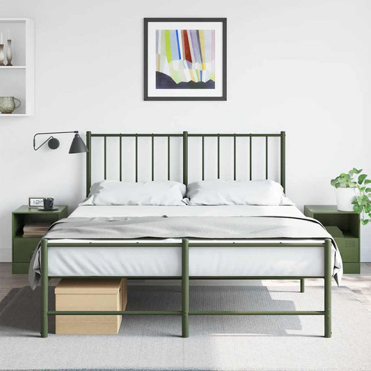 vidaXL Bedside Cabinet | Set of 2 | Olive Green | Cold-rolled steel | Medium