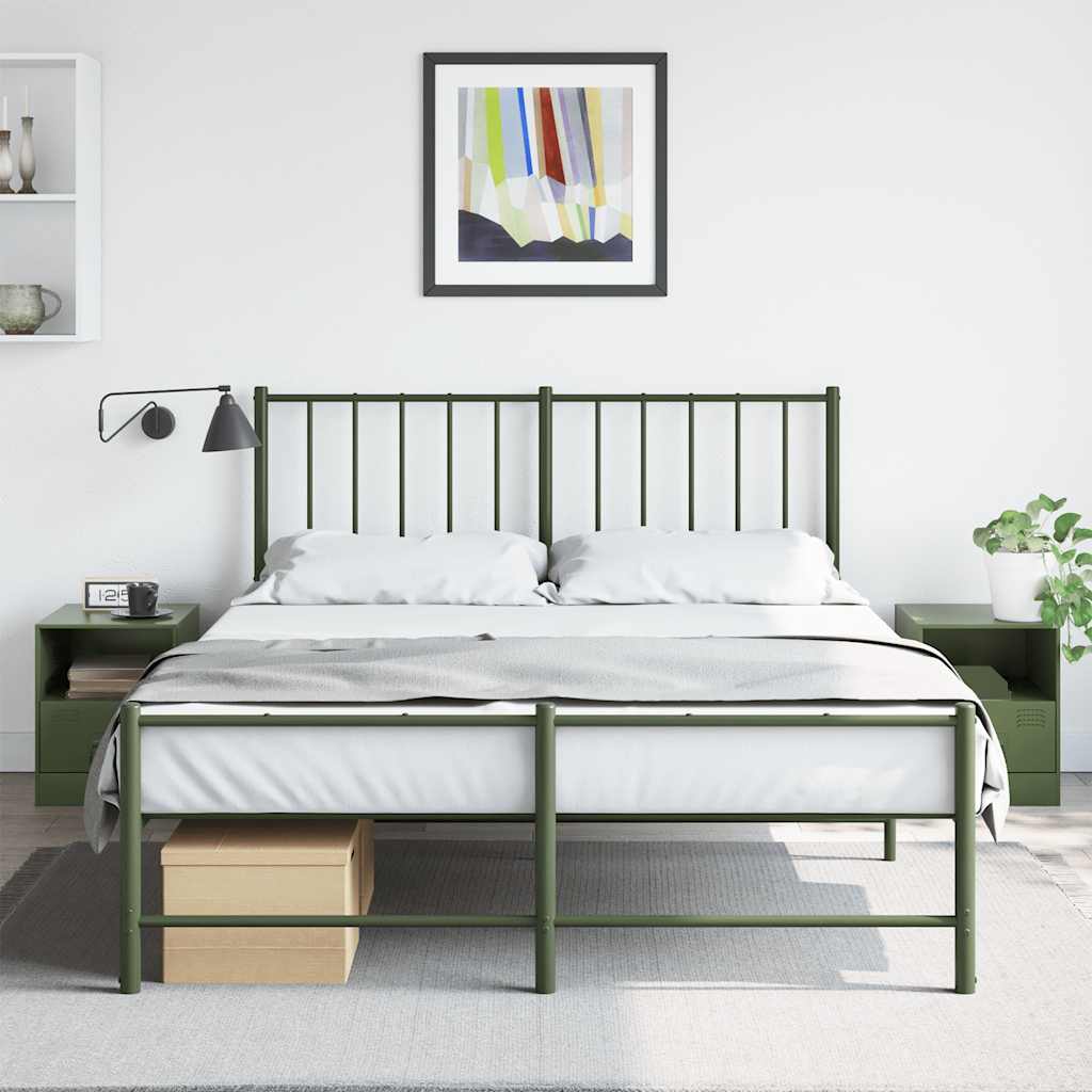 vidaXL Bedside Cabinets 2 pcs Olive Green 34,5x39x44 cm Steel
