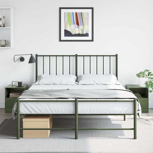 vidaXL Bedside Cabinets 2 pcs Olive Green 34,5x39x44 cm Steel