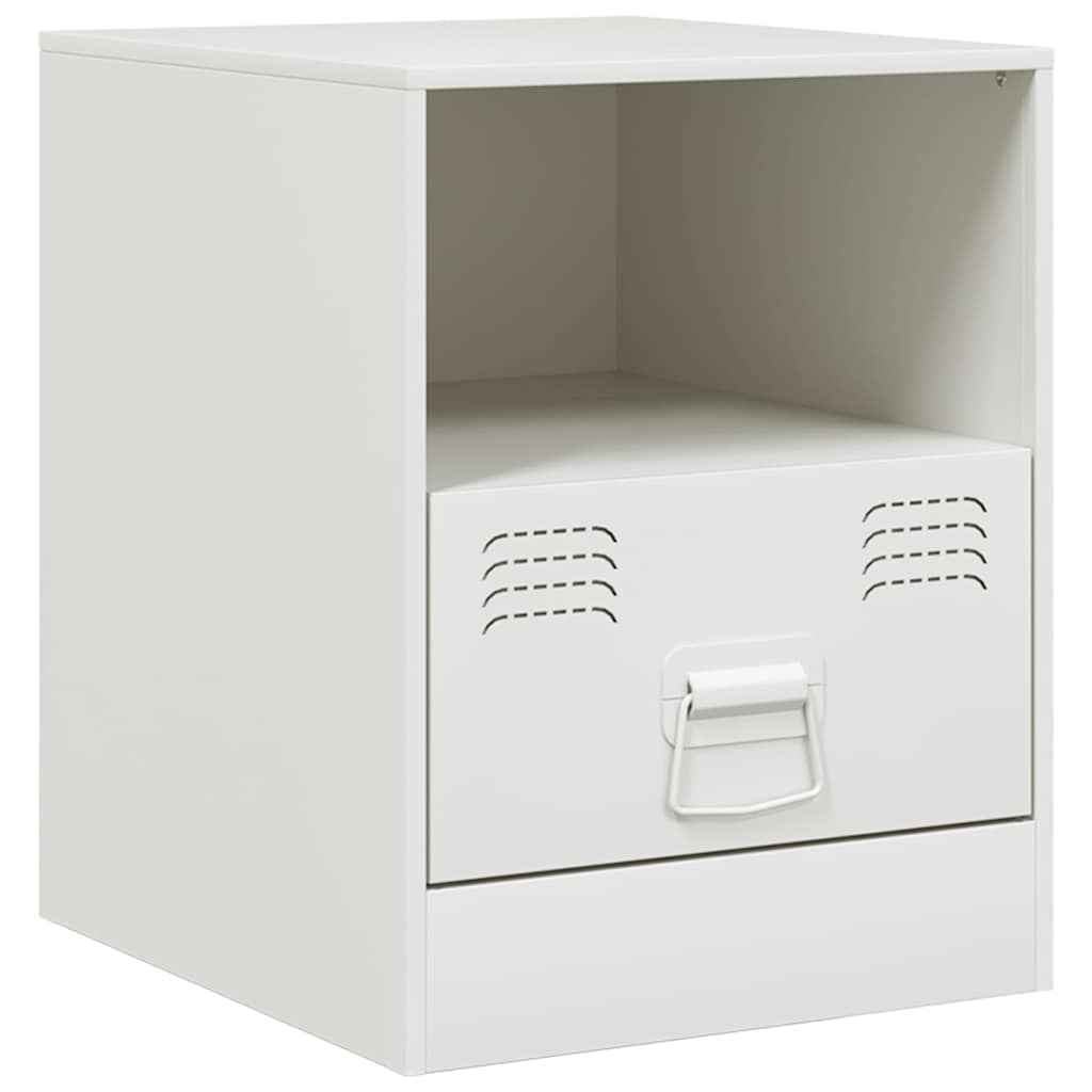 vidaXL Bedside Cabinet White 34,5x39x44 cm Steel