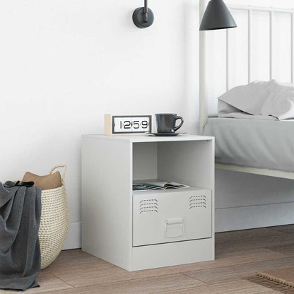 vidaXL Bedside Cabinet White 34,5x39x44 cm Steel