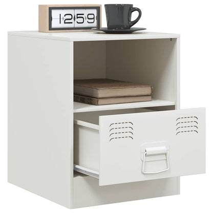 vidaXL Bedside Cabinet White 34.5x39x44 cm Steel