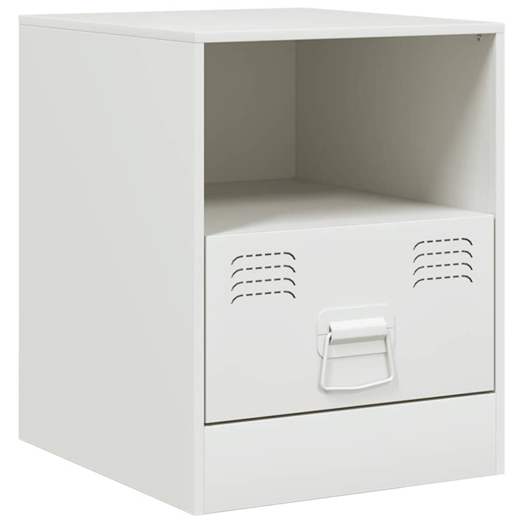 vidaXL Bedside Cabinet White 34,5x39x44 cm Steel