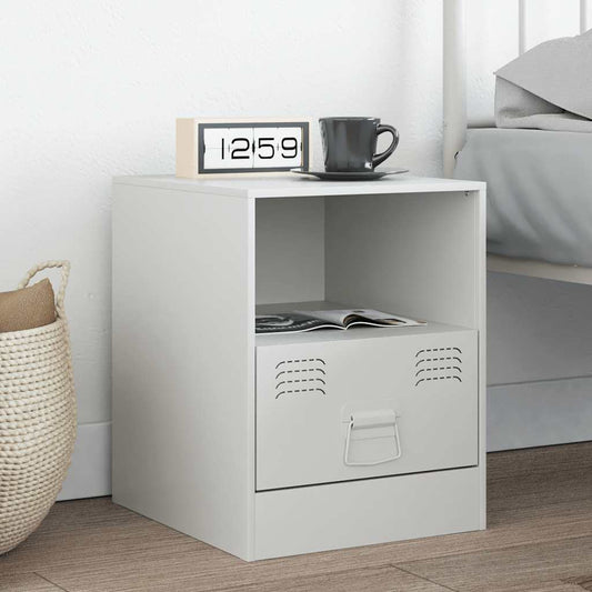 vidaXL Bedside Cabinet White 34,5x39x44 cm Steel