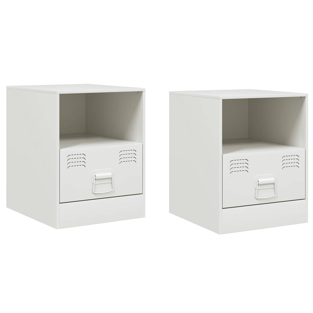 vidaXL Bedside Cabinets 2 pcs White 34,5x39x44 cm Steel