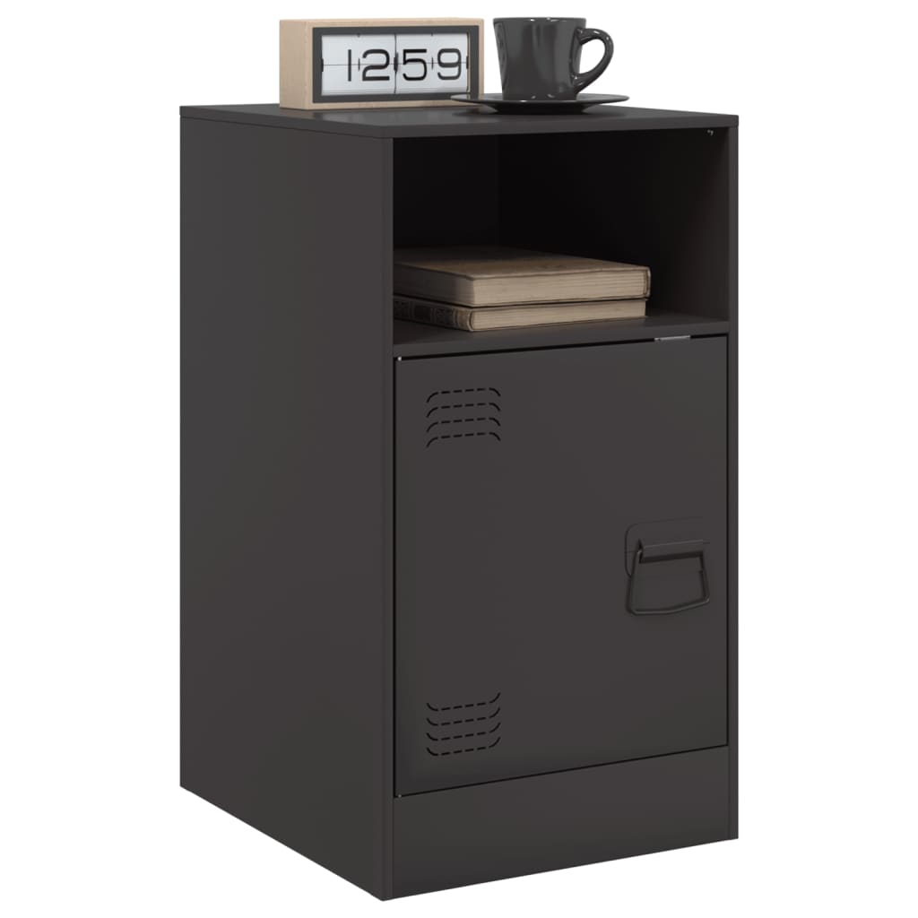 vidaXL Bedside Cabinets 2pcs Black 34.5x39x62 cm Steel