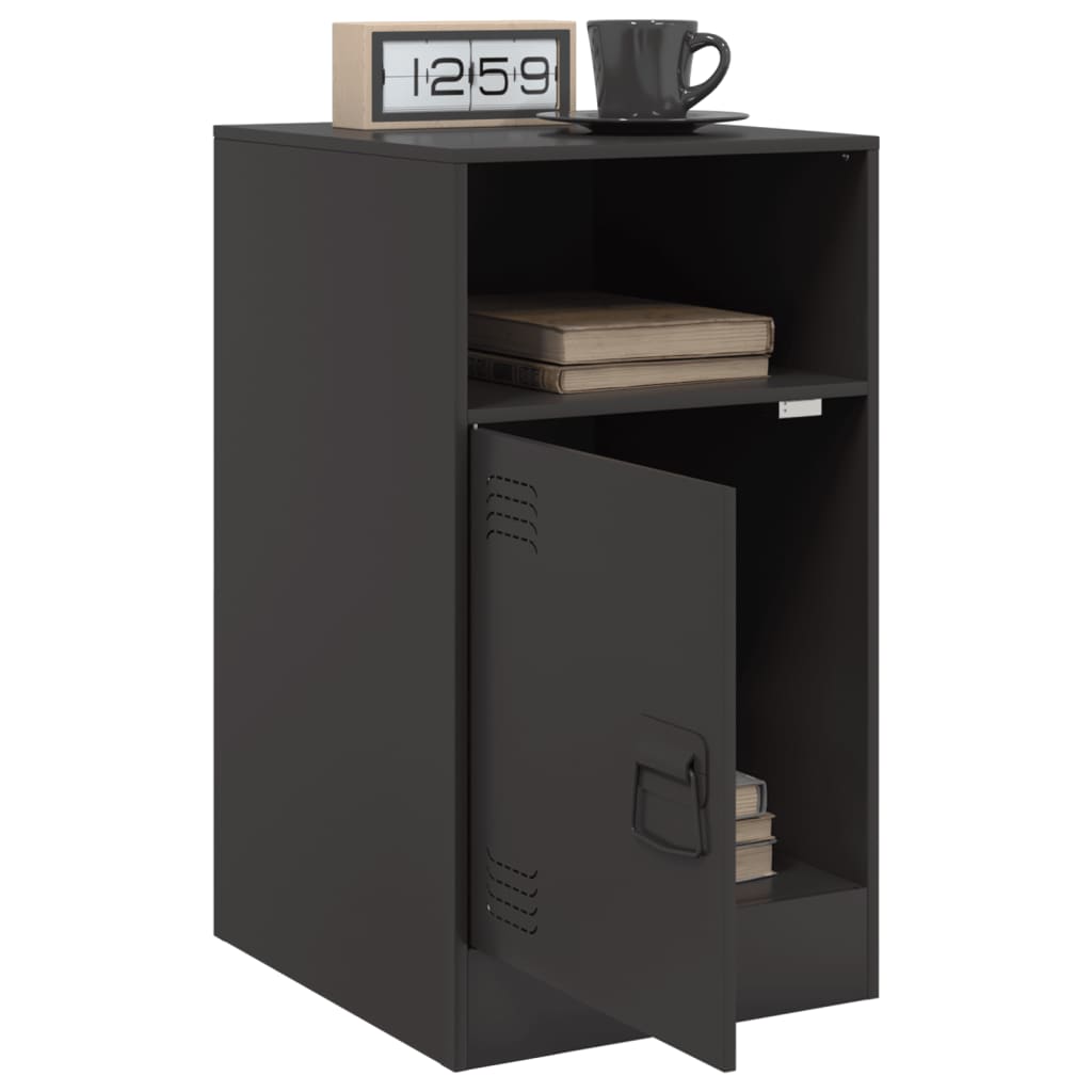 vidaXL Bedside Cabinets 2pcs Black 34.5x39x62 cm Steel