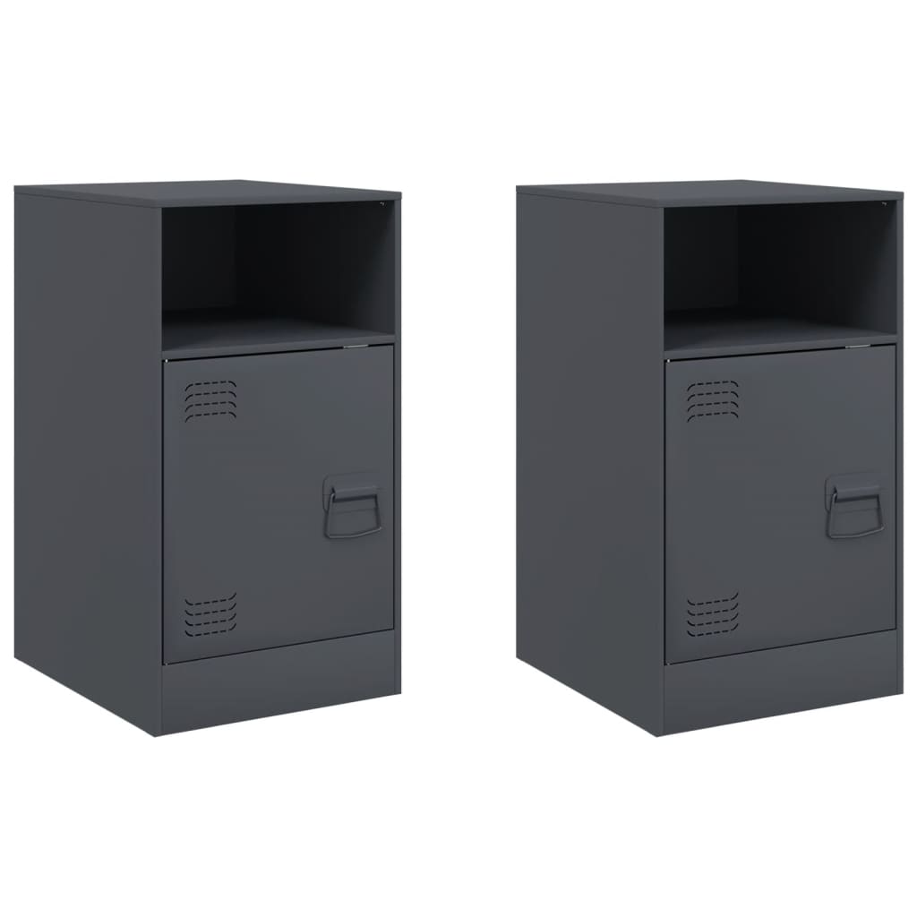 vidaXL Bedside Cabinets 2pcs Anthracite 34.5x39x62 cm Steel