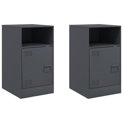 vidaXL Bedside Cabinets 2pcs Anthracite 34.5x39x62 cm Steel