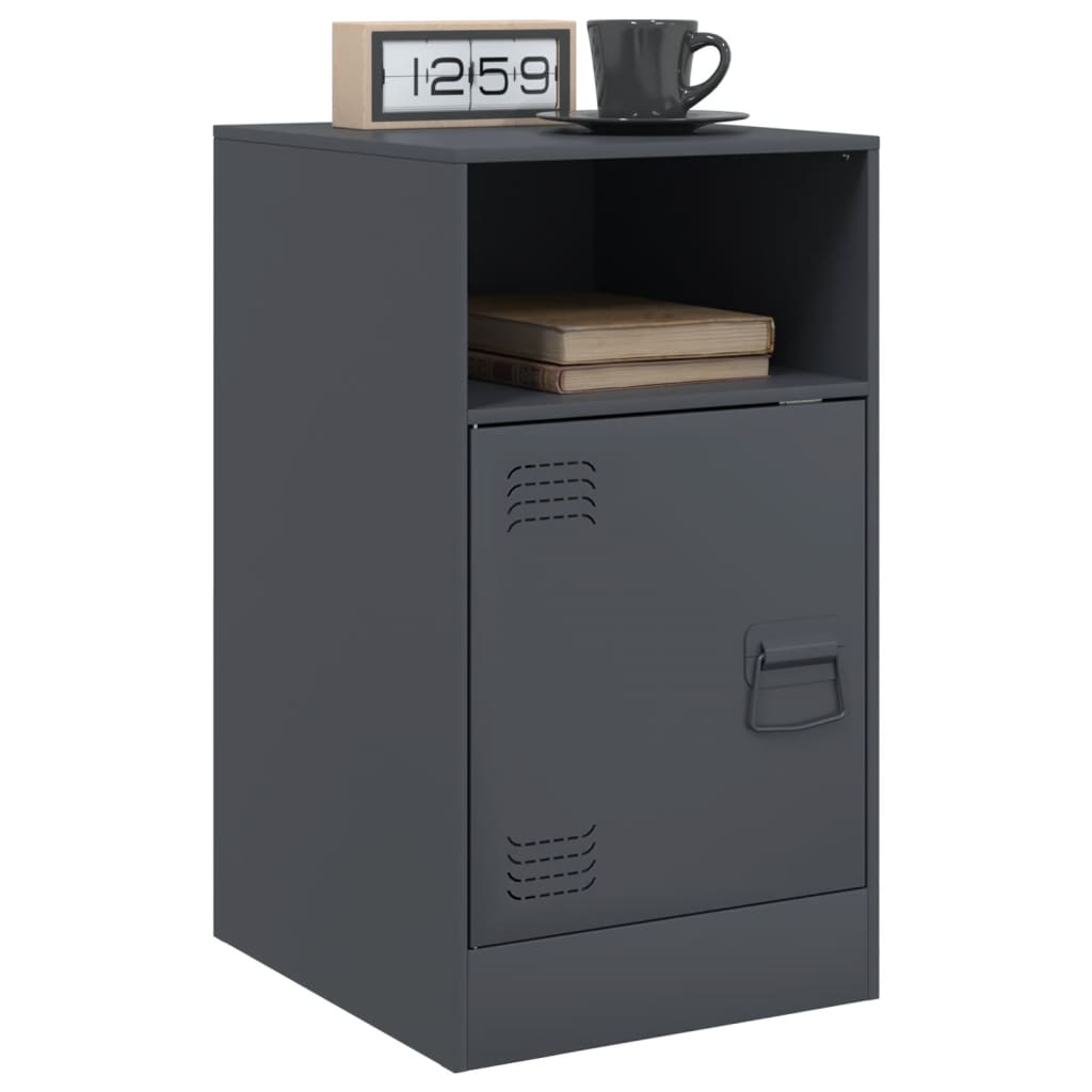 vidaXL Bedside Cabinets 2pcs Anthracite 34.5x39x62 cm Steel