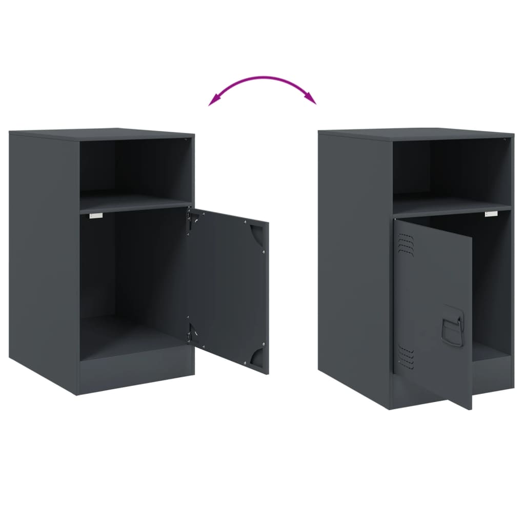 vidaXL Bedside Cabinets 2pcs Anthracite 34.5x39x62 cm Steel