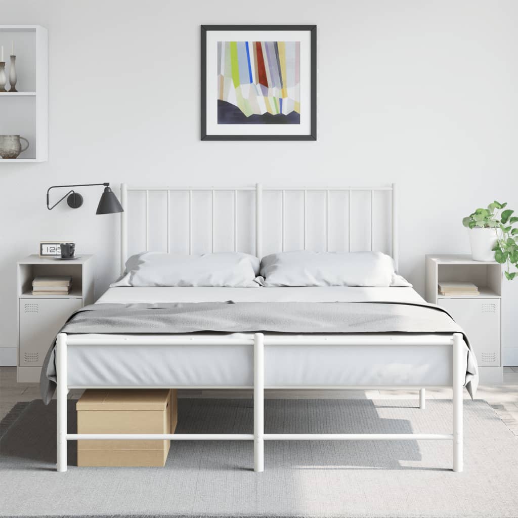vidaXL Bedside Cabinets 2 pcs White 34.5x39x62 cm Steel
