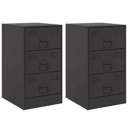 vidaXL Bedside Cabinets 2pcs Black 34,5x39x62 cm Steel