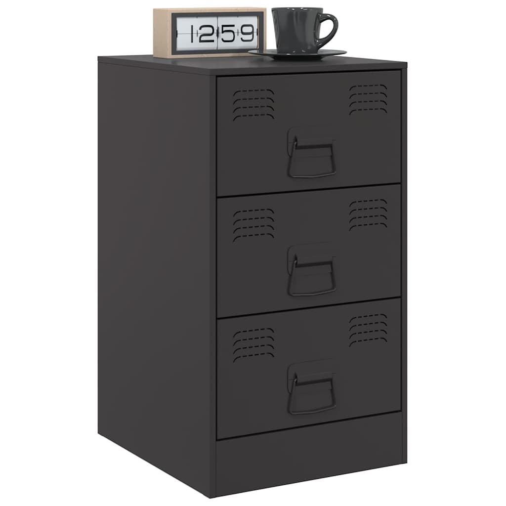 vidaXL Bedside Cabinets 2pcs Black 34,5x39x62 cm Steel
