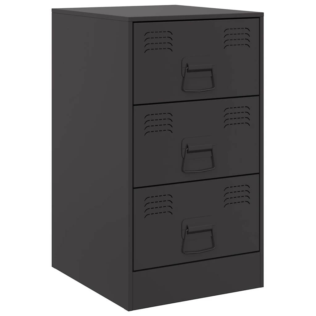 vidaXL Bedside Cabinets 2pcs Black 34,5x39x62 cm Steel