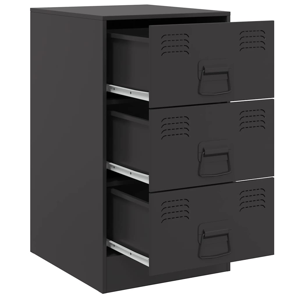 vidaXL Bedside Cabinets 2pcs Black 34,5x39x62 cm Steel
