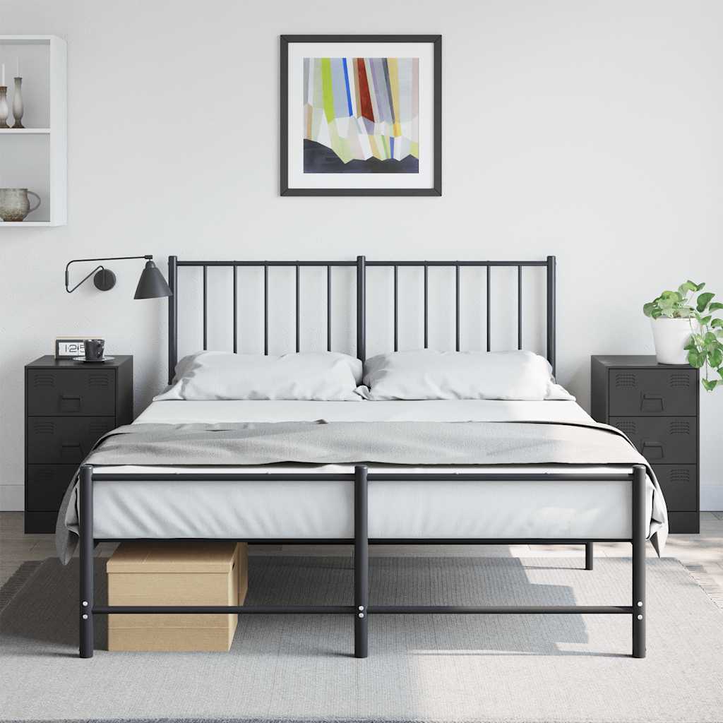 vidaXL Bedside Cabinets 2pcs Black 34,5x39x62 cm Steel