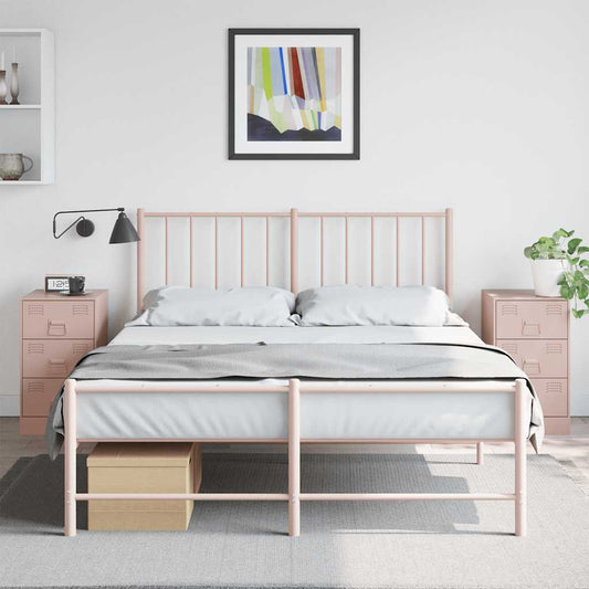 vidaXL Bedside Cabinets 2 pcs Pink 34.5x39x62 cm Steel