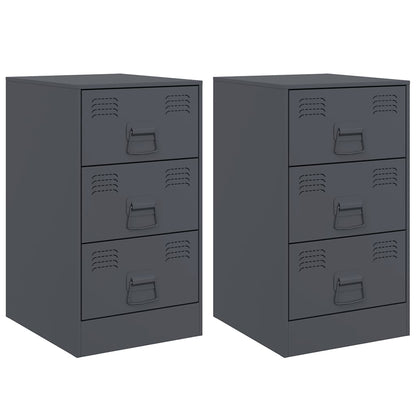 vidaXL Bedside Cabinets 2 pcs Anthracite 34,5x39x62 cm Steel