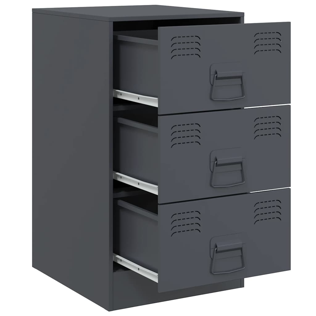 vidaXL Bedside Cabinets 2 pcs Anthracite 34.5x39x62 cm Steel