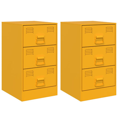 vidaXL Bedside Cabinets 2 pcs Mustard Yellow 34.5x39x62 cm Steel