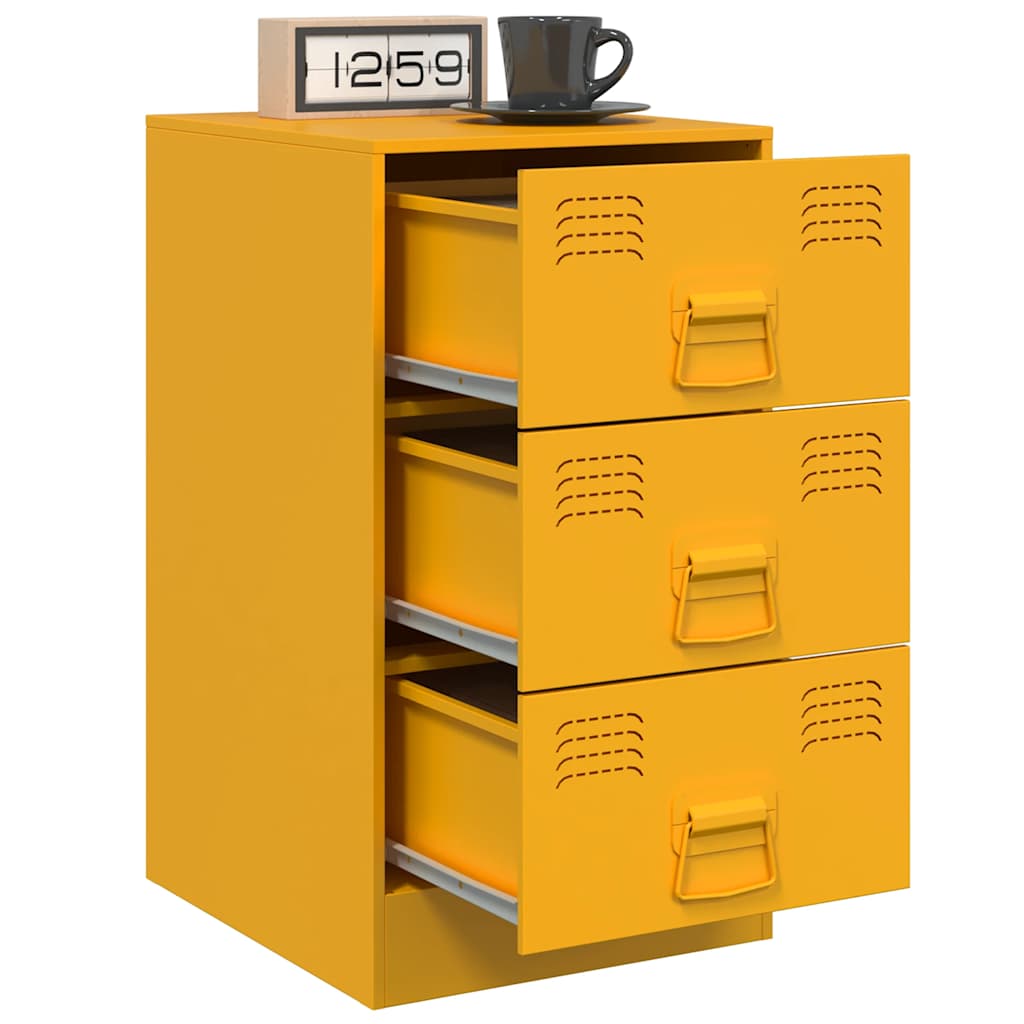 vidaXL Bedside Cabinets 2 pcs Mustard Yellow 34.5x39x62 cm Steel