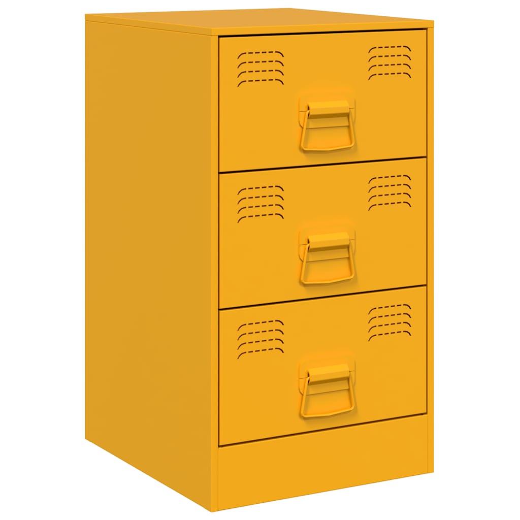vidaXL Bedside Cabinets 2 pcs Mustard Yellow 34.5x39x62 cm Steel