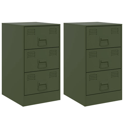 vidaXL Bedside Cabinets 2 pcs Olive Green 34.5x39x62 cm Steel