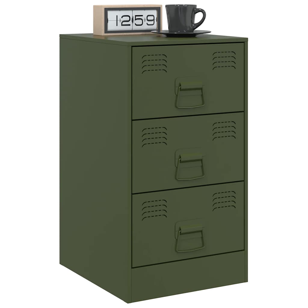 vidaXL Bedside Cabinets 2 pcs Olive Green 34.5x39x62 cm Steel
