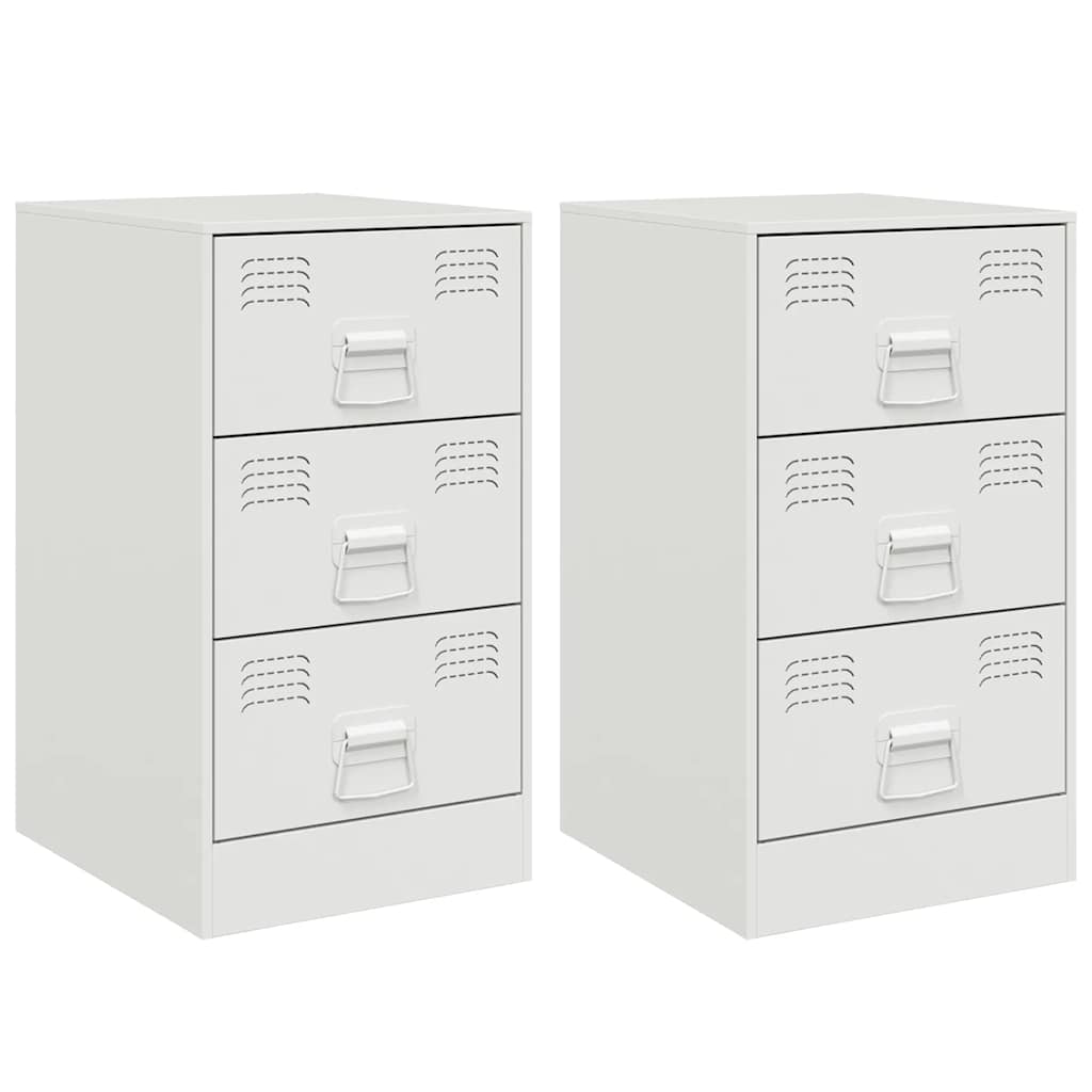 vidaXL Bedside Cabinets 2 pcs White 34.5x39x62 cm Steel