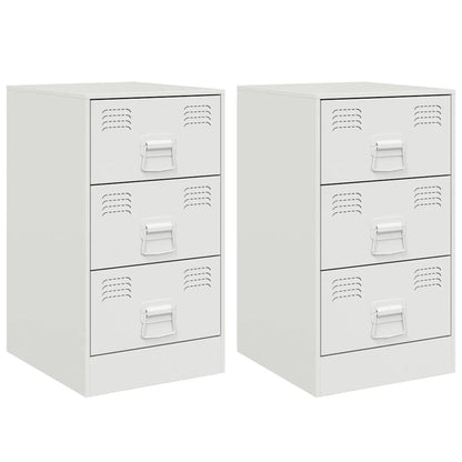 vidaXL Bedside Cabinets 2 pcs White 34.5x39x62 cm Steel