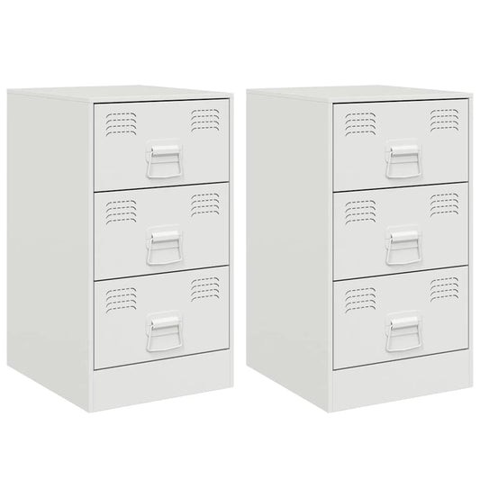 vidaXL Bedside Cabinets 2 pcs White 34.5x39x62 cm Steel