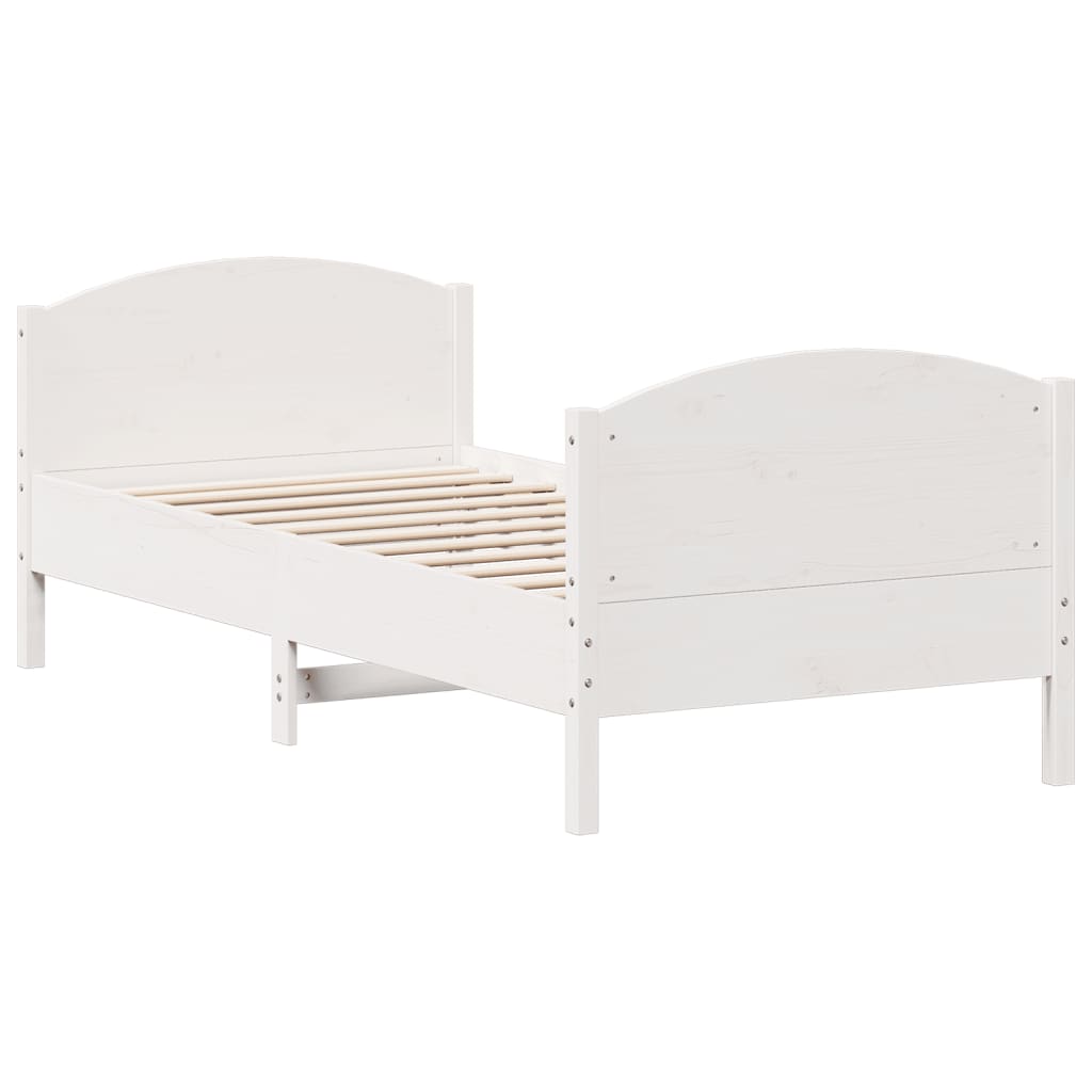 vidaXL Bed Frame without Mattress White 100x200 cm Solid Wood Pine