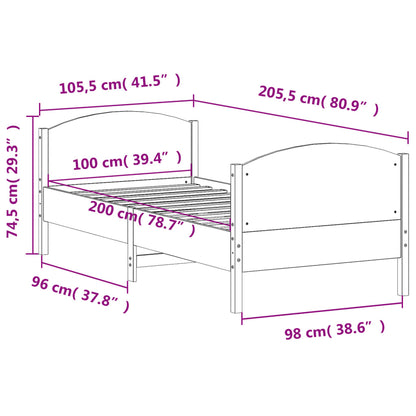 vidaXL Bed Frame without Mattress White 100x200 cm Solid Wood Pine
