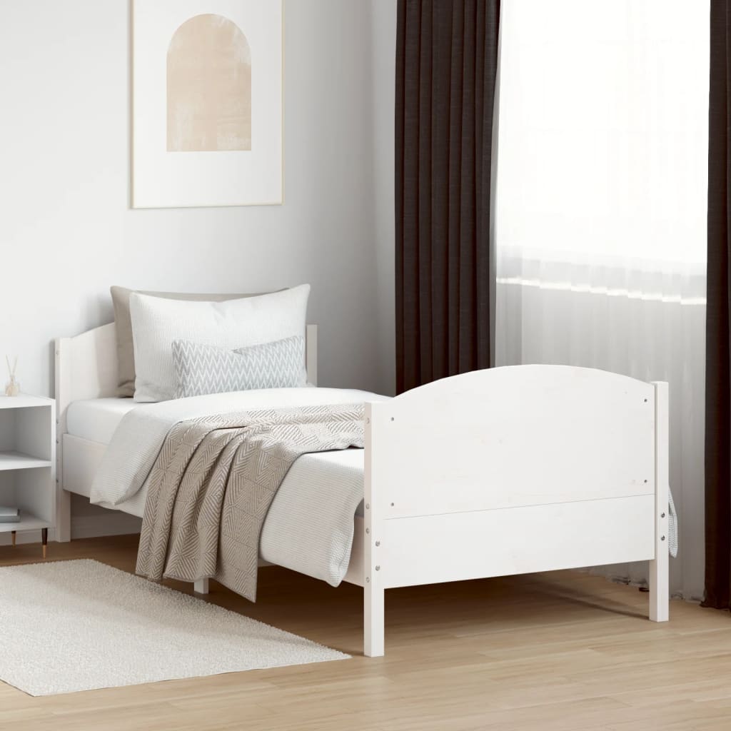 vidaXL Bed Frame without Mattress White 100x200 cm Solid Wood Pine