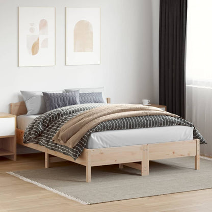 vidaXL Bed Frame | Natural wood | Solid pine wood | Double | Durable | Bed Frame