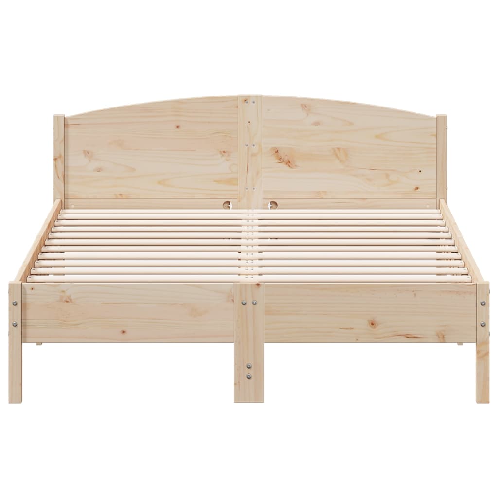 vidaXL Bed Frame | Natural wood | Solid pine wood | Double | Durable | Bed Frame
